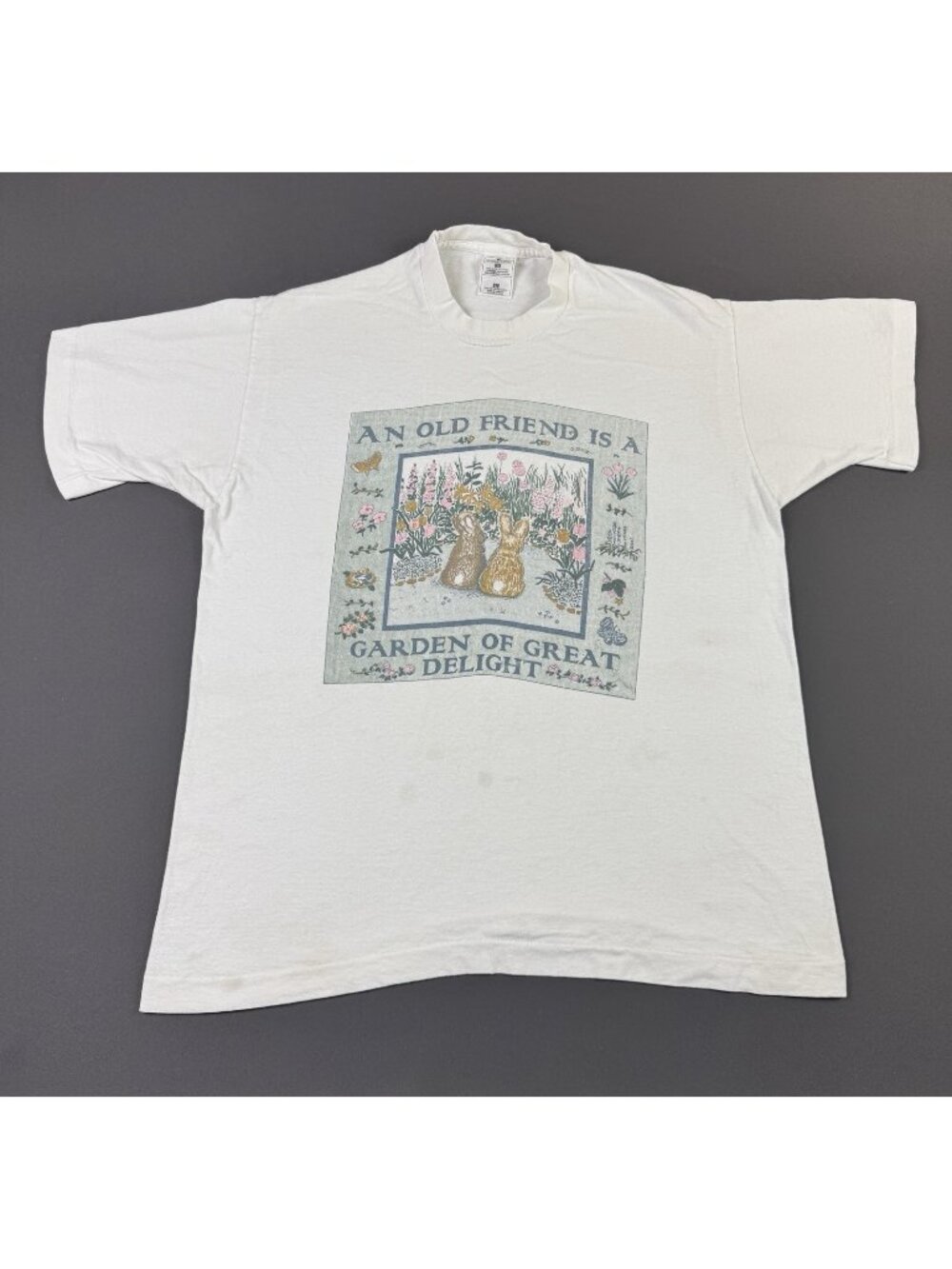 Rare Vintage 90s An Old Friend Is A Garden Of Great Delight Art Painting White T
